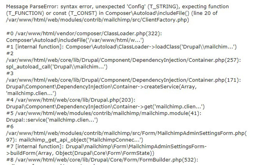 Message ParseError Drupal Mailchimp
