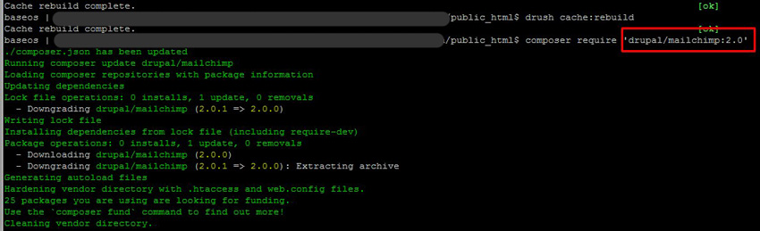 Drupal MailChimp module error downgrade version